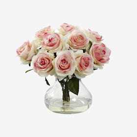 Rose Flower Arrangement with Vase - Light Pink