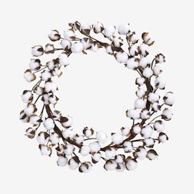 Cotton Ball Wreath - White