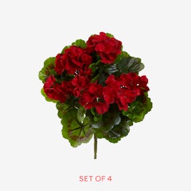 Indoor / Outdoor UV Resistant Geranium Bushes - Red - Set of 4