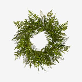 Mixed Fern Wreath - Green