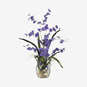 Dancing Lady Liquid Illusion Flower Arrangement with Cube Vase - Purple