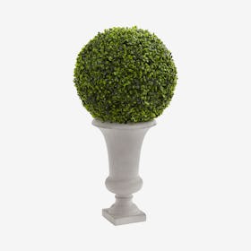 Indoor / Outdoor Boxwood Ball Topiary Artificial Plant in Urn - Green