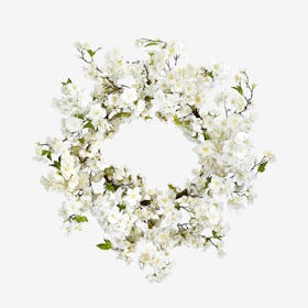 Cherry Blossom Wreath - White