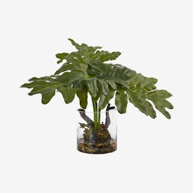 Philodendron Flower Arrangement with Vase - Green