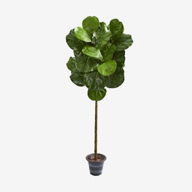 Fiddle Leaf Artificial Tree with Decorative Planter - Green
