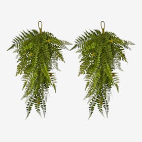 Fern Artificial Teardrops - Green - Set of 2