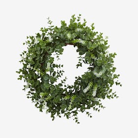 Eucalyptus Double Ring Wreath with Twig Base - Green