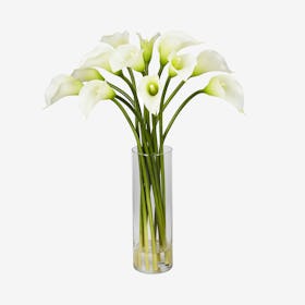 Calla Lilly Flower Arrangement with Cylinder Vase - Cream