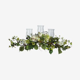 Hydrangea Triple Candleabrum Centerpiece - Green