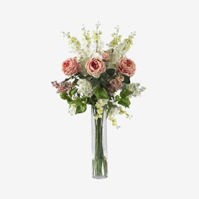 Rose, Delphinium and Lilac Flower Arrangement - Pink
