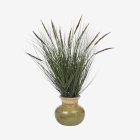 Grass Arrangement with Mini Cattails - Green