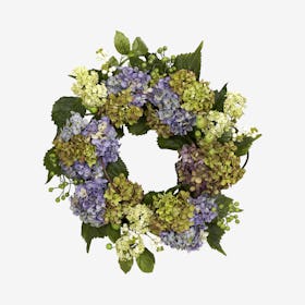 Hydrangea Wreath - Green / Purple