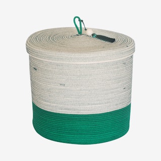Lidded Cylinder Basket with Tassel - Greenery