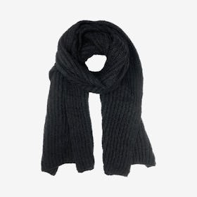 Chunky Knit Scarf - Black - Alpaca