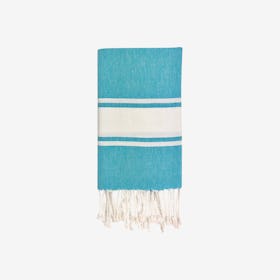 Essential Stripe Turkish Hand Towel - Blue / Turquoise