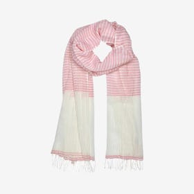 Airy Cotton Stripe Scarf - Blush