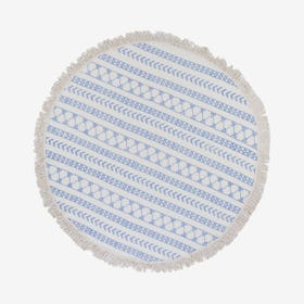 Stripe Block Print Beach Blanket - Ivory / Blue