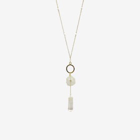 Crystal Y Necklace - White - Quartz