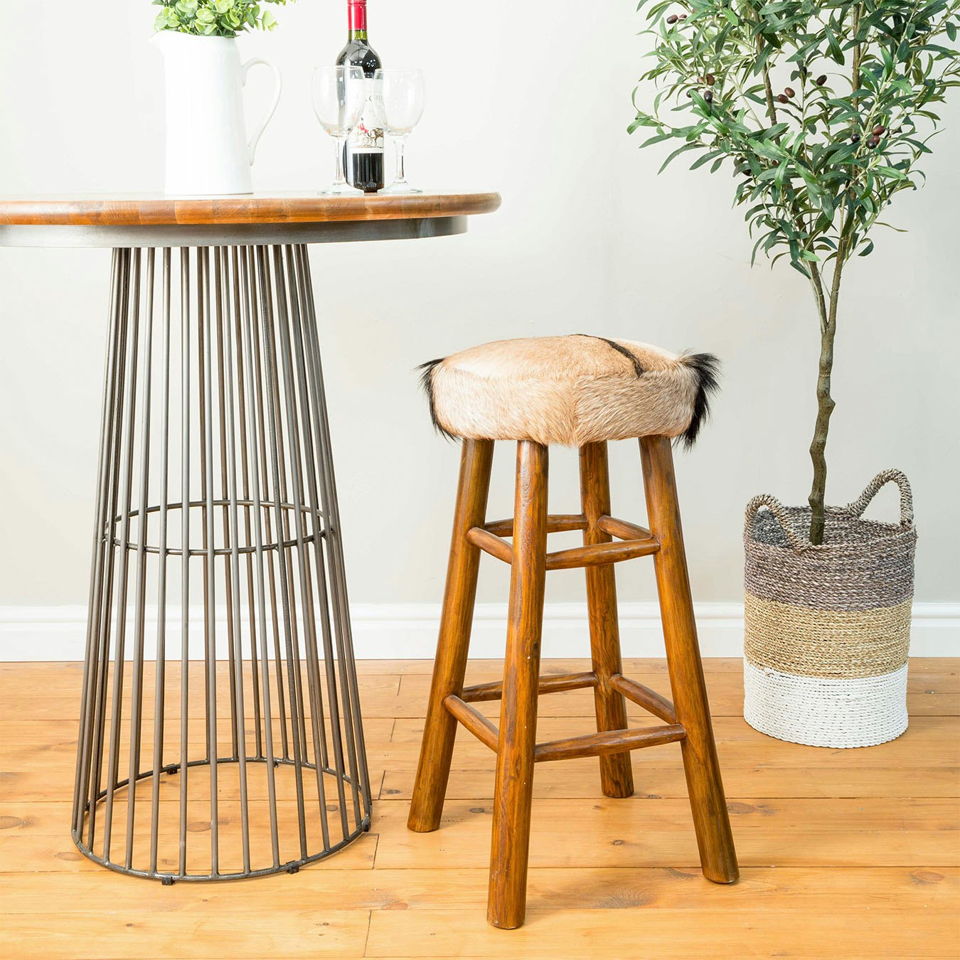 Campana Bar Stool - Goatskin by BB Home