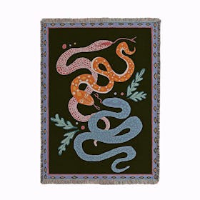 Snakes Red & Blue Woven Throw