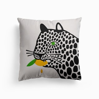 Big Cat Eating A Lemon Canvas Cushion