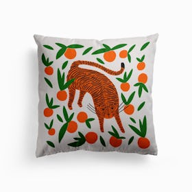 Tangerine Tiger Canvas Cushion