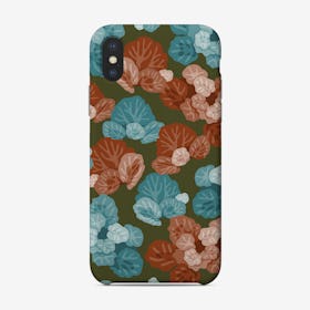 Chocolate Brown And Turquoise Saxifraga Leaves Phone Case