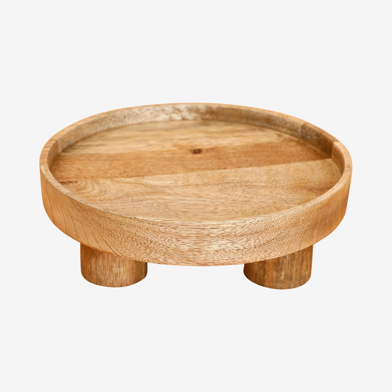 Handmade Mango Wood Pedestal Platter - Fruit Stand by Casa Amarosa UK