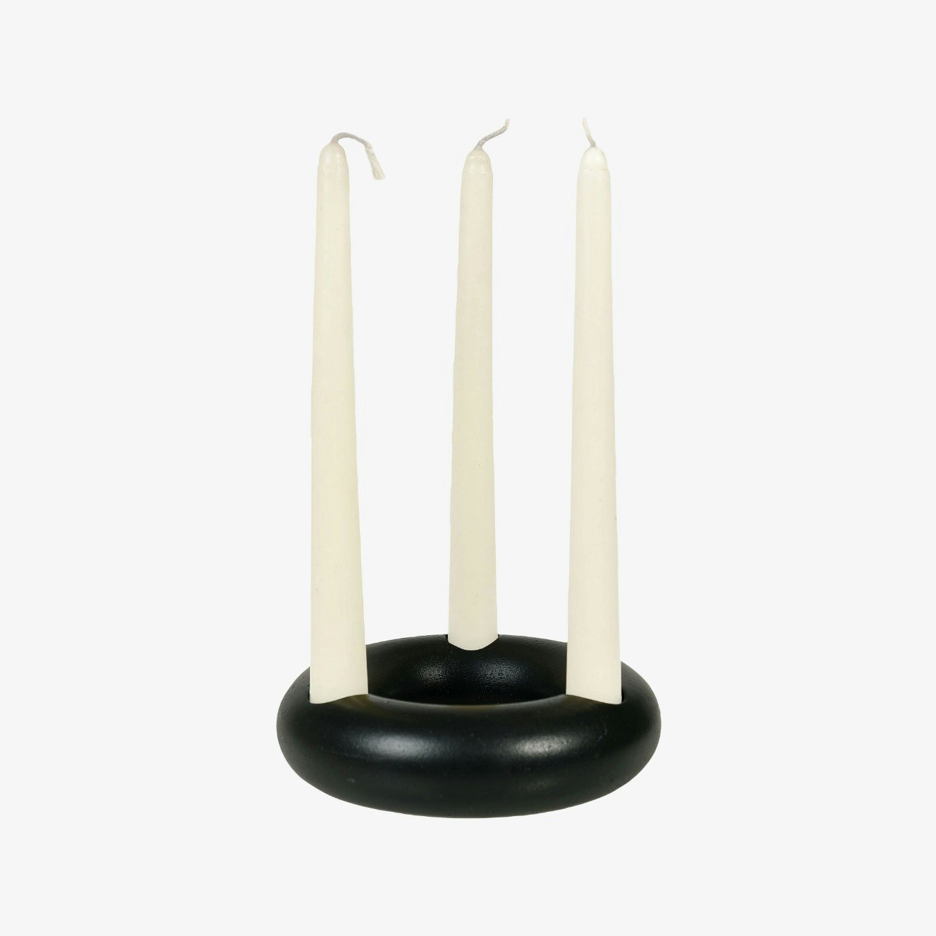 Nordic Donut Style Concrete Candle Holder - Black by Casa Amarosa UK