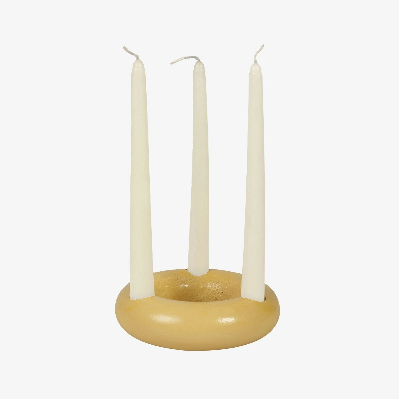 Nordic Donut Style Concrete Candle Holder - Mustard Yellow by Casa Amarosa UK