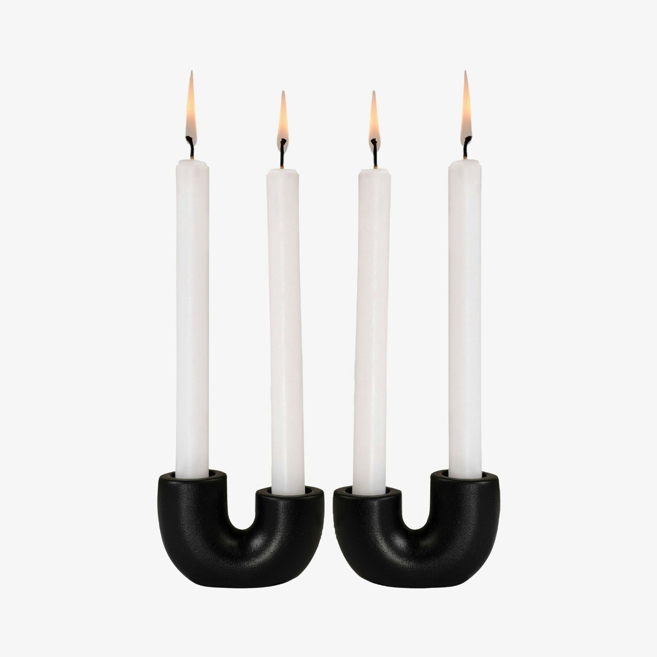 Nordic Style U Shaped Concrete Candle Holder - Black by Casa Amarosa UK