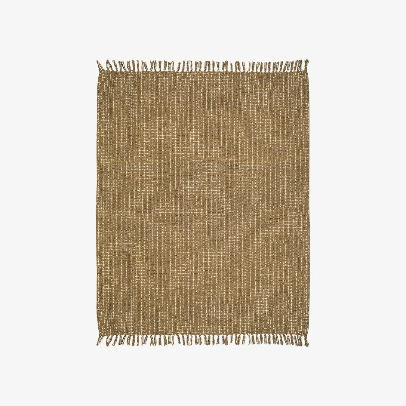 Cotton Boucle Checkered Throw Blanket Latte Ivory by Casa Amarosa UK