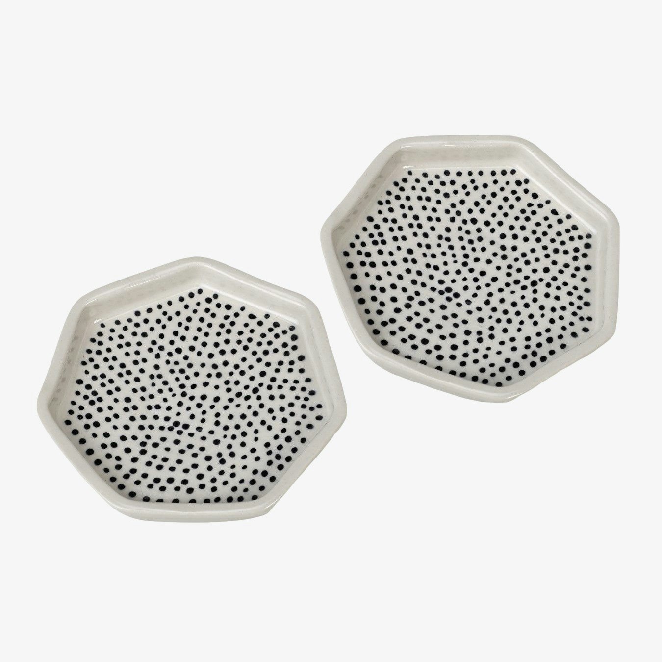 Hexagon Polka Dot Ceramic Serving Dish_Small - Set of 2 by Casa Amarosa UK