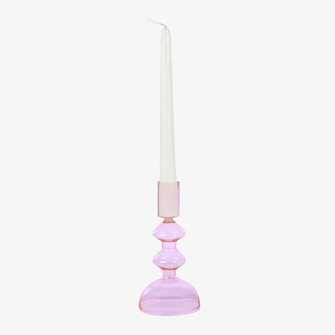 Retro Glass Candle Stick Holder- Pink - Set of 2 by Casa Amarosa UK