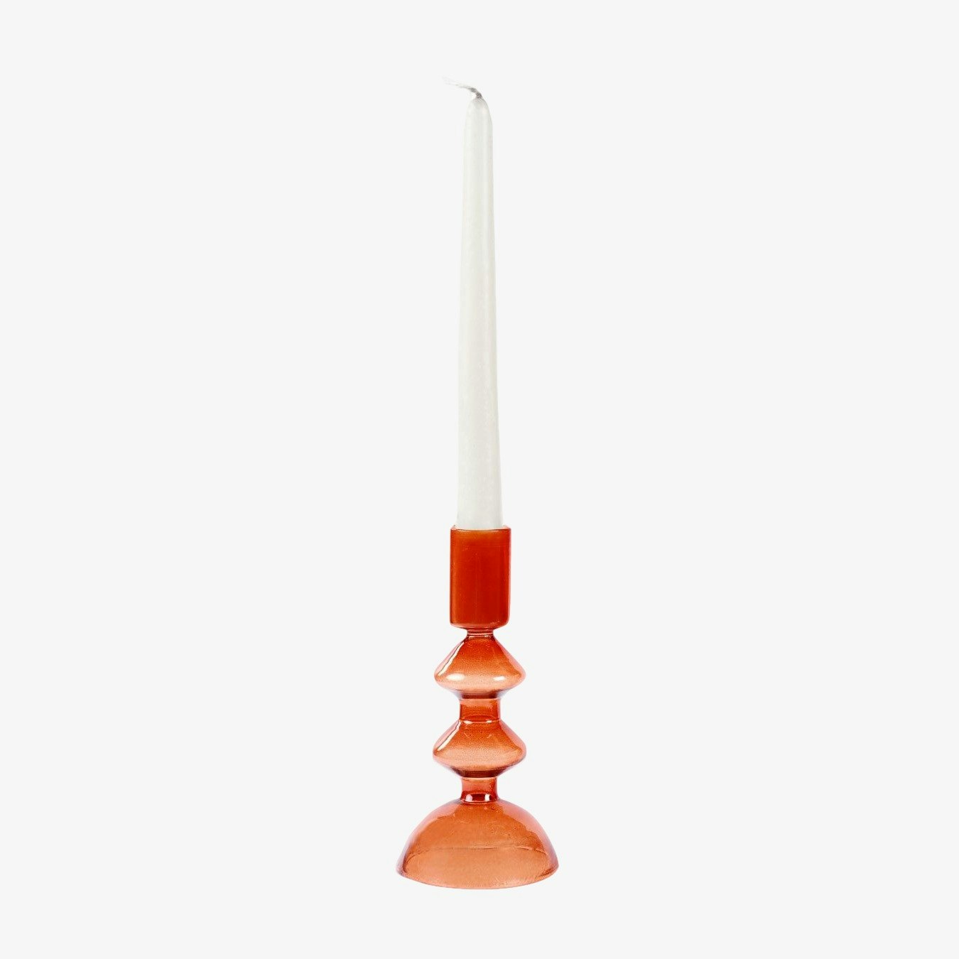 Retro Glass Candle Stick Holder- Rust Orange - set of 2 by Casa Amarosa UK