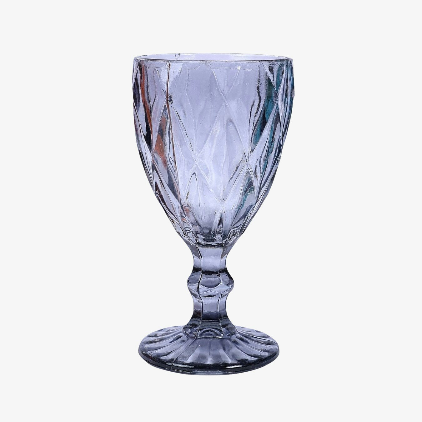 Vintage Crystal Coloured Footed Ribbed Wine Glass Big, Black - Set of 2 by Casa Amarosa UK