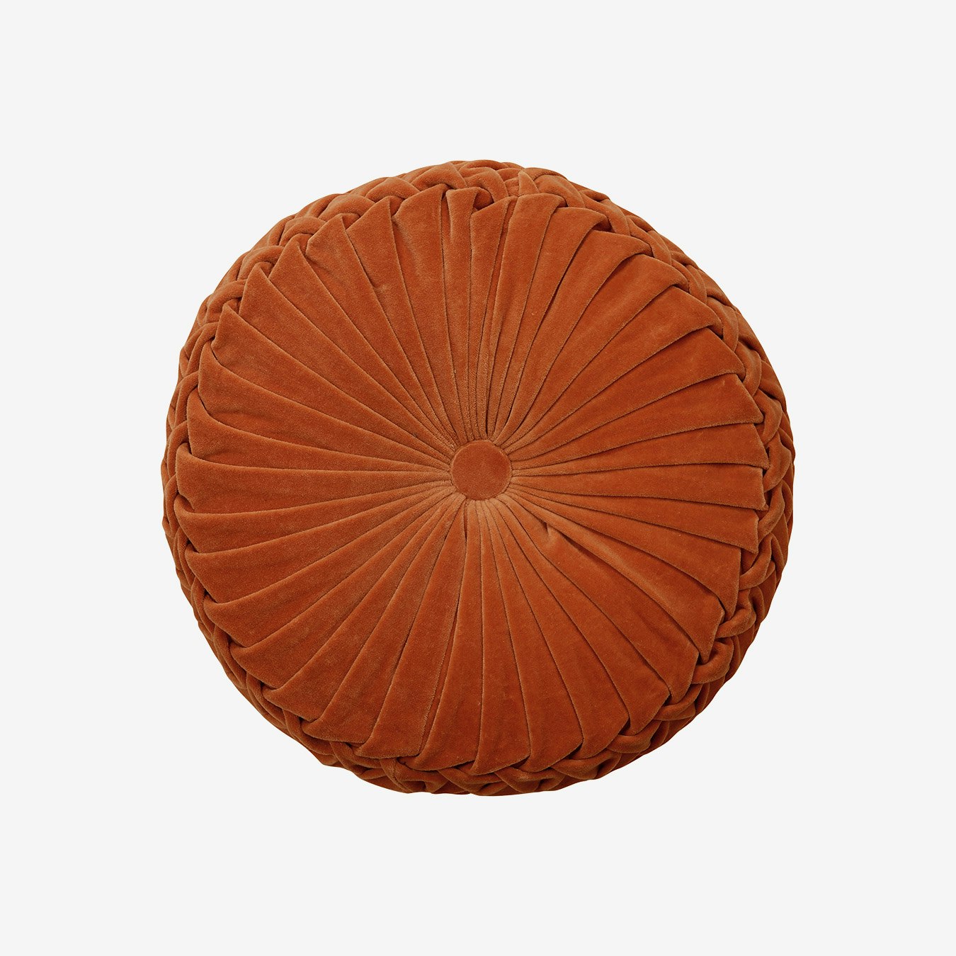 Round Velvet Handmade Cushion Cover - Rust by Casa Amarosa UK