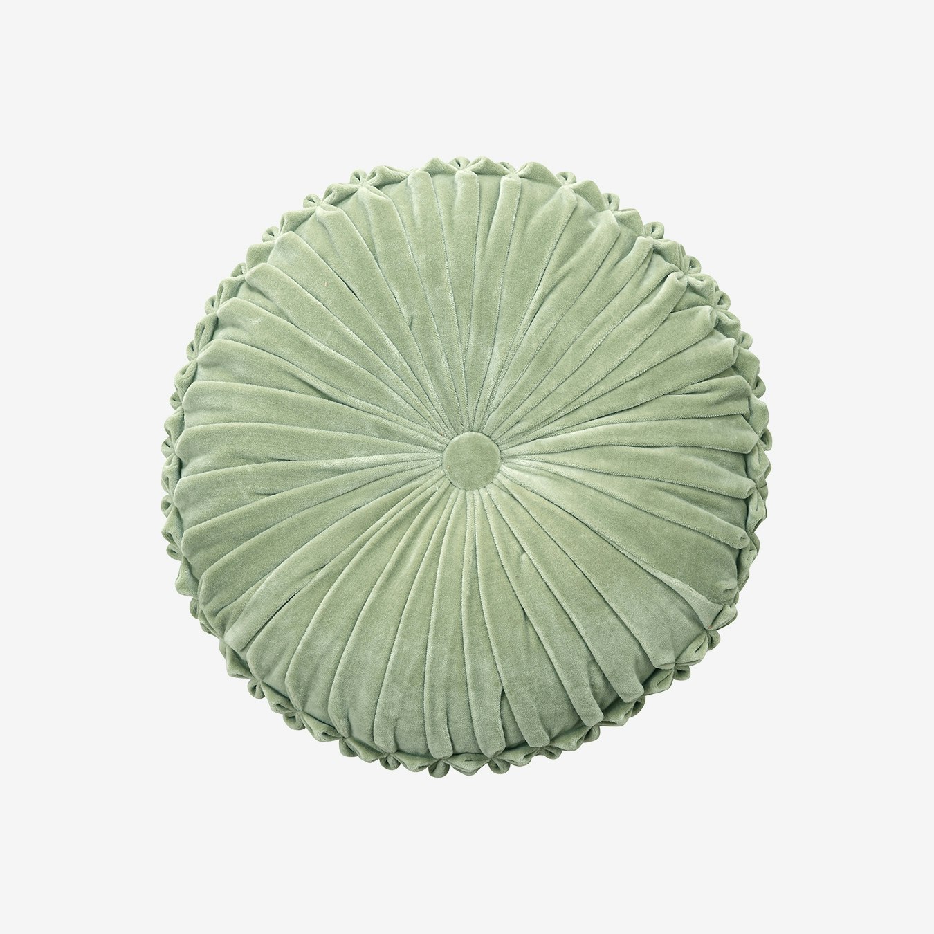 Round Velvet Handmade Cushion Cover - Pistachio Green by Casa Amarosa UK