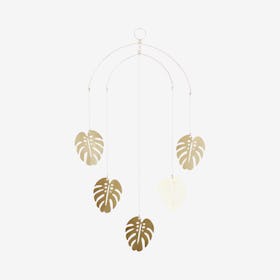 Monstera Leaf Mobile Wall Hanging - Brass