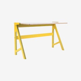 VOLT Desk - Canary Yellow with Snow White Top