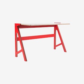 VOLT Desk - Vulcan Red with Snow White Top