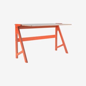 VOLT Desk - Foxy Orange with Dusty Grey Top