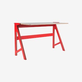 VOLT Desk - Vulcan Red with Dusty Grey Top