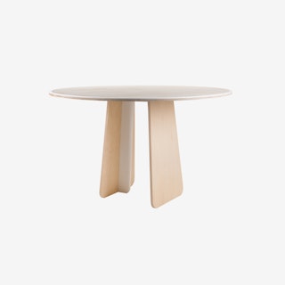 RING Table with Snow White Legs - Birch Wood Veneer
