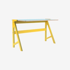 VOLT Desk - Canary Yellow with Butterfly Blue Top