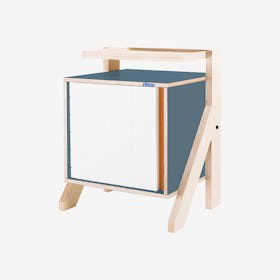 FRAME Night Table - Stone Blue Grey with Transparent Orange Screen
