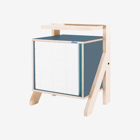 FRAME Night Table - Stone Blue Grey with Transparent Blue Screen