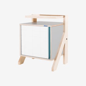 FRAME Night Table - Dusty Grey with Transparent Blue Screen