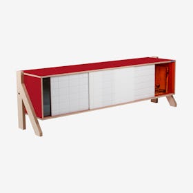 FRAME Sideboard 01 - Cherry Red with Transparent Orange Screen