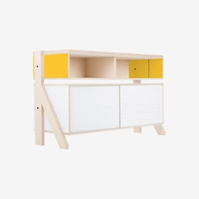 FRAME Sideboard 02 - Canary Yellow with Transparent Blue Screen